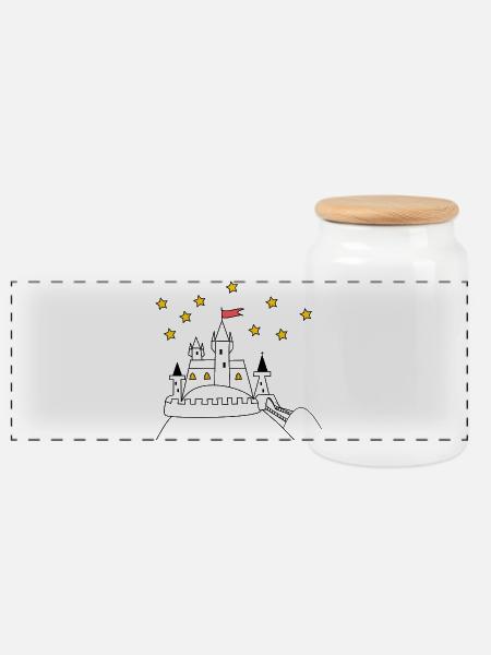 Schloss - Panorama Keksdose mit Holzdeckel - Weiß