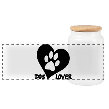 Amoureux des chiens. Pour tous les amoureux des chiens # - Boîte à biscuits avec couvercle en bois - blanc - Devant