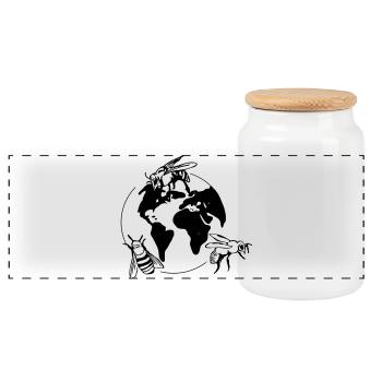 Save the bees - Panoramic Cookie Jar with Wooden Lid - white - Front