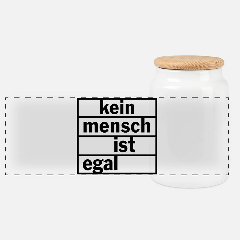 Kein Mensch ist egal - Panorama Keksdose mit Holzdeckel - Weiß