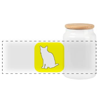 SnapChat (te) (French pun) - Panoramic Cookie Jar with Wooden Lid - white - Front