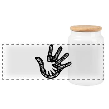 Vater Hand in Hand - Panorama Keksdose mit Holzdeckel - Weiß - Vorne