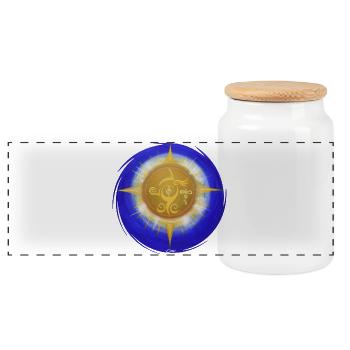 Creation light of divine protection 2 - Panoramic Cookie Jar with Wooden Lid - white - Front