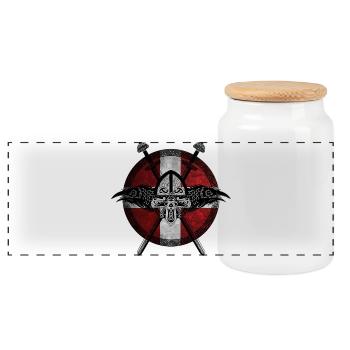 Wikinger Viking Dänemark Flagge Raben Design - Panorama Keksdose mit Holzdeckel - Weiß - Vorne