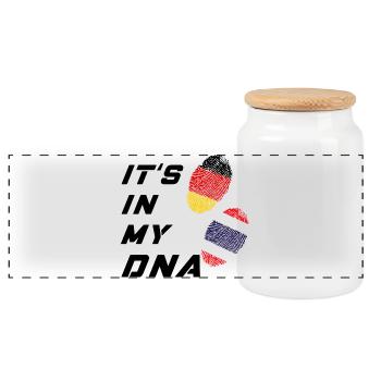 In my DNA Germany and Thailand - Panoramic Cookie Jar with Wooden Lid - white - Front