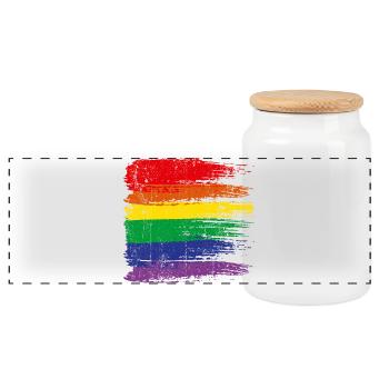 Orgueil du coup de pinceau arc-en-ciel - Boîte à biscuits avec couvercle en bois - blanc - Devant