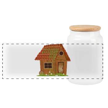 petite petite cabane de vent - Boîte à biscuits avec couvercle en bois - blanc - Devant