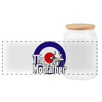 the modfather - Panoramic Cookie Jar with Wooden Lid - white - Front
