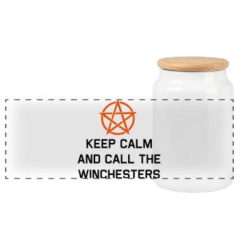 Stay calm and call the Winchesters - Panoramic Cookie Jar with Wooden Lid - white - Front