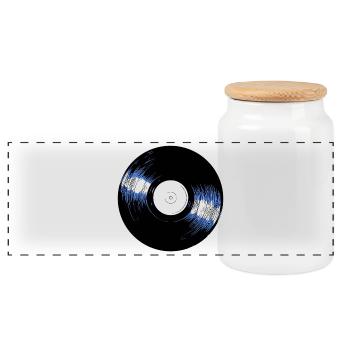Vinyl Schallplatte Retro - Panorama Keksdose mit Holzdeckel - Weiß - Vorne