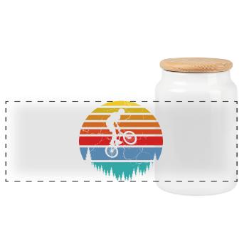 Cyclists, Bikers - Panoramic Cookie Jar with Wooden Lid - white - Front