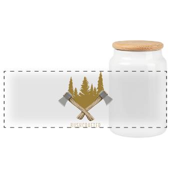 Design de survie en extérieur Bushcrafter - Boîte à biscuits avec couvercle en bois - blanc - Devant