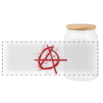 Icône d’anarchie cool en 3D-look pour Antifa Punk - Boîte à biscuits avec couvercle en bois - blanc - Devant