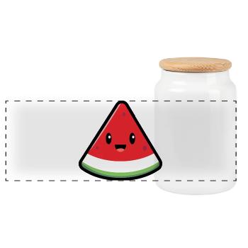 Süße Wassermelone - Sommer 2026 niedlich Geschenk - Panorama Keksdose mit Holzdeckel - Weiß - Vorne