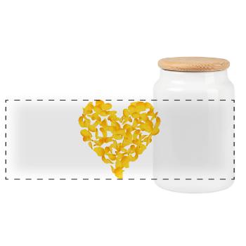 avec beaucoup d’amour un coeur de chips de pommes de terre - Boîte à biscuits avec couvercle en bois - blanc - Devant