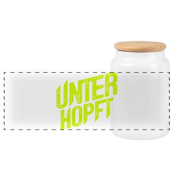 Unterhopft - Bier - Saufen - Lustig - Alkohol - Panorama Keksdose mit Holzdeckel - Weiß - Vorne