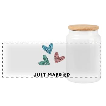 JUST MARRIED. VIVE LES MARIES. SAINT VALENTIN - Boîte à biscuits avec couvercle en bois - blanc - Devant