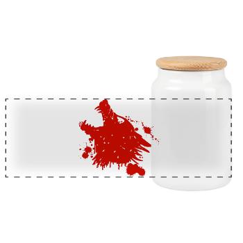 Howling red wolf - Panoramic Cookie Jar with Wooden Lid - white - Front