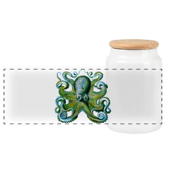 pieuvre calmar tatouage tentacule monstre angs - Boîte à biscuits avec couvercle en bois - blanc - Devant