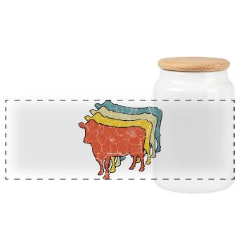 Cow Cows - Panoramic Cookie Jar with Wooden Lid - white - Front