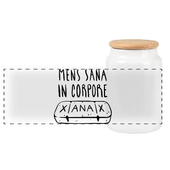 Mens Sana in corpore Xanax - Panoramic Cookie Jar with Wooden Lid - white - Front