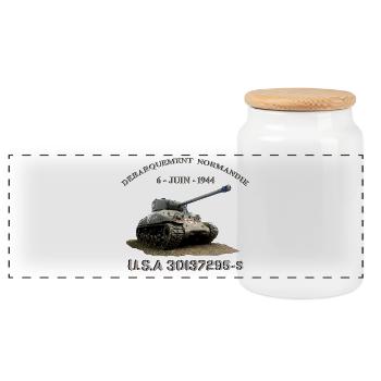 LANDING NORMANDY Louis RUNEMBERG © Adagp - Panoramic Cookie Jar with Wooden Lid - white - Front