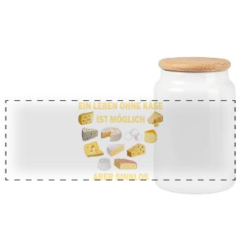 Ein Leben ohne Käse ist möglich aber sinnlos - Panorama Keksdose mit Holzdeckel - Weiß - Vorne