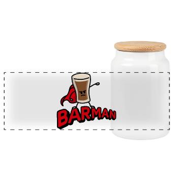 Stout Bier Wortspiel, Barmann, Barkeeper Superheld Irisch - Panorama Keksdose mit Holzdeckel - Weiß - Vorne