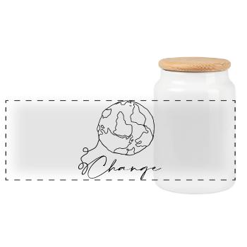 World - Panoramic Cookie Jar with Wooden Lid - white - Front