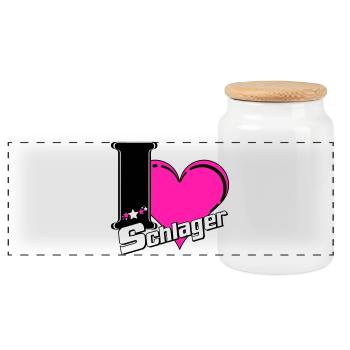 Schlager Party , Schlager Music , Schlager Love - Panoramic Cookie Jar with Wooden Lid - white - Front