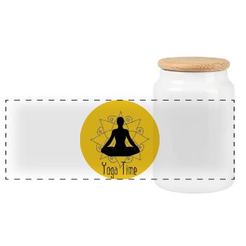 Yoga - Panorama Keksdose mit Holzdeckel - Weiß - Vorne