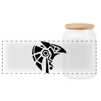 Egyptian God Horus - Panoramic Cookie Jar with Wooden Lid - white - Front