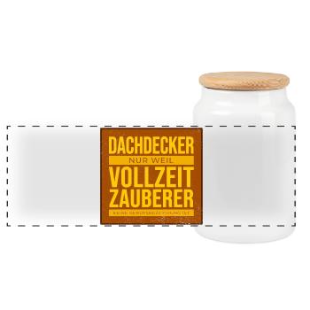 Dachdecker Vollzeit Zauberer - Panorama Keksdose mit Holzdeckel - Weiß - Vorne