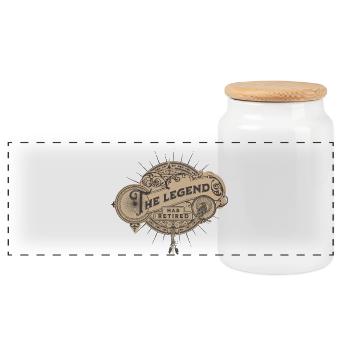 The Legend has retired retirement pension - Panoramic Cookie Jar with Wooden Lid - white - Front