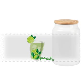 Caipirinha Glas mit Limetten Mint - Panorama Keksdose mit Holzdeckel - Weiß - Vorne