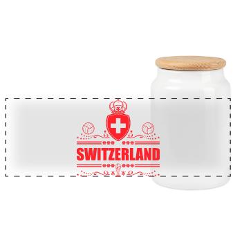 Schweiz - Panorama Keksdose mit Holzdeckel - Weiß - Vorne