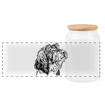 Dachshund view Lia - Panoramic Cookie Jar with Wooden Lid - white - Front