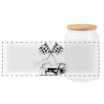 Racing Cars Rally Drift Symbol Icon Graphic - Boîte à biscuits avec couvercle en bois - blanc - Devant