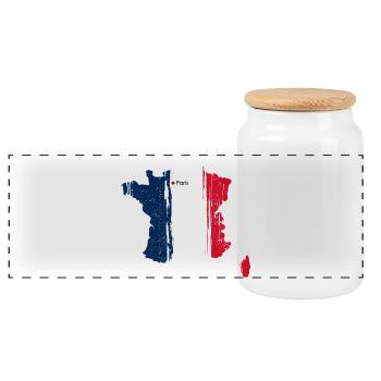 Paris Brushstroke Drapeau France - Boîte à biscuits avec couvercle en bois - blanc - Devant