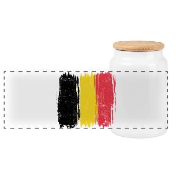 Belgian Flag Abstract Brush Strokes - Panoramic Cookie Jar with Wooden Lid - white - Front