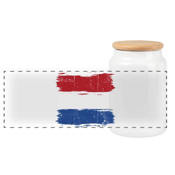 Pinselstrich Holländische Flagge - Panorama Keksdose mit Holzdeckel - Weiß - Vorne