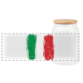 Italian Flag Brush Stroke - Panoramic Cookie Jar with Wooden Lid - white - Front