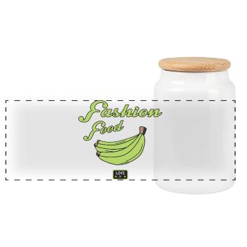 Mode Essen Bananen - Panorama Keksdose mit Holzdeckel - Weiß - Vorne