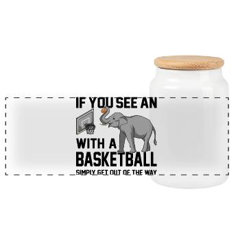 If you see an elephant with a basketball Spruch - Panorama Keksdose mit Holzdeckel - Weiß - Vorne