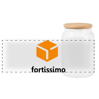 Fortissimo - Panoramic Cookie Jar with Wooden Lid - white - Front