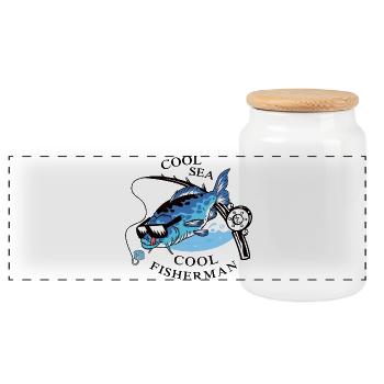 Cool anglers - Panoramic Cookie Jar with Wooden Lid - white - Front