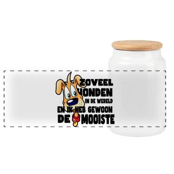 Le plus beau chien de tous les chiens * - Boîte à biscuits avec couvercle en bois - blanc - Devant