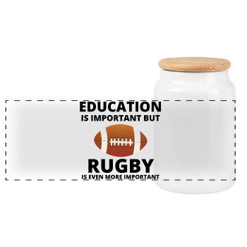 rugby, rugby sport, rugby humor - Panoramic Cookie Jar with Wooden Lid - white - Front