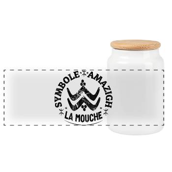 Symbole Amazigh, La mouche, tatouage berbère ⵣ - Boîte à biscuits avec couvercle en bois - blanc - Devant