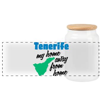 Teneriffa mein zweites Zuhause - Panorama Keksdose mit Holzdeckel - Weiß - Vorne